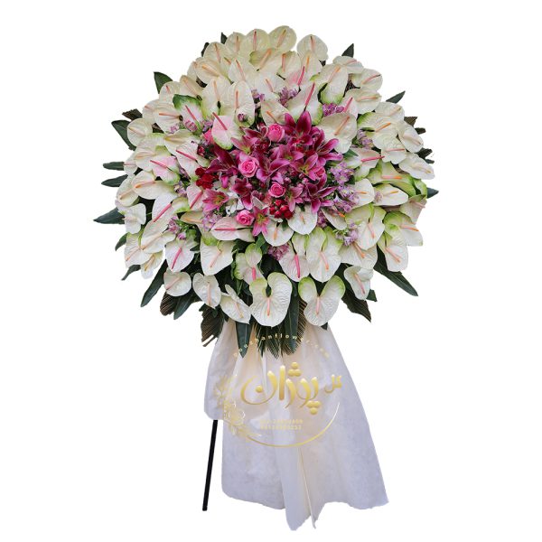 تاج گل آنتریوم سفید برای تبریک